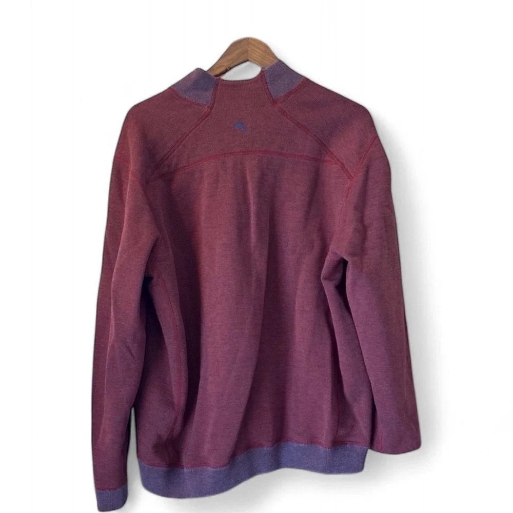 Tommy Bahama 1/4th Zip Pullover Mens XL Burgundy Heathered Knit Sweater‎ Coastal